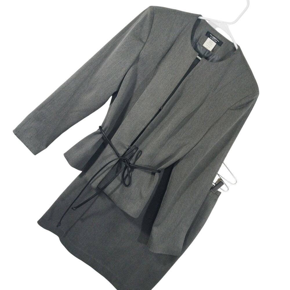 NWOT! B. MOSS! DOVE GRAY FELTED 2PC BELTED WAIST JACKET, SKIRT SUIT, SET! SZ 10